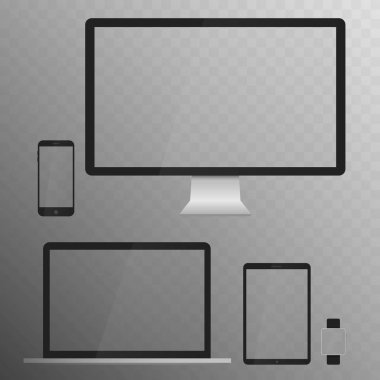 Elektronik cihazlar beyaz arka plan üzerinde izole ekranlar