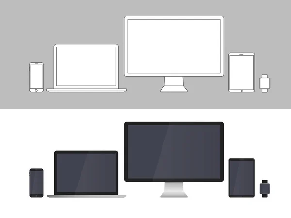 Appareils électroniques Écrans isolés sur fond blanc — Image vectorielle