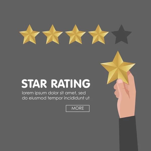 Πελάτης αναθεώρηση δίνουν ένα πέντε αστέρων. Έννοια θετική ανατροφοδότηση. Εικονογράφηση διάνυσμα — Διανυσματικό Αρχείο