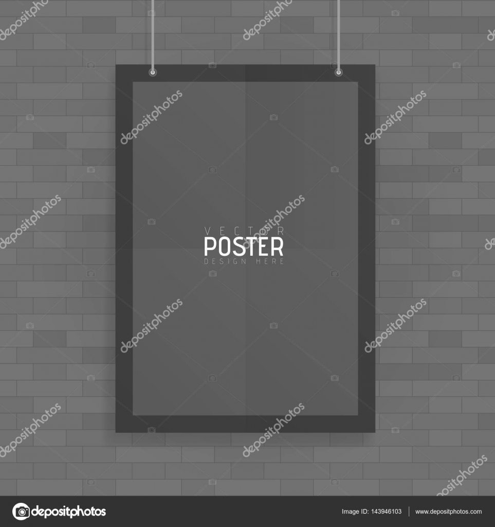 empty black a4 sized vector paper mockup hanging with paper clips hanging flyers