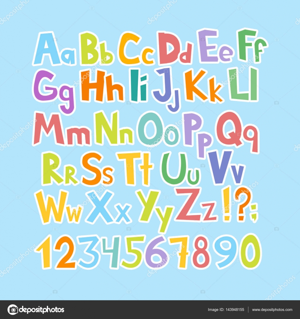 Comic Alphabet Set Letters Funny Colorful Comics Kid Font Stock