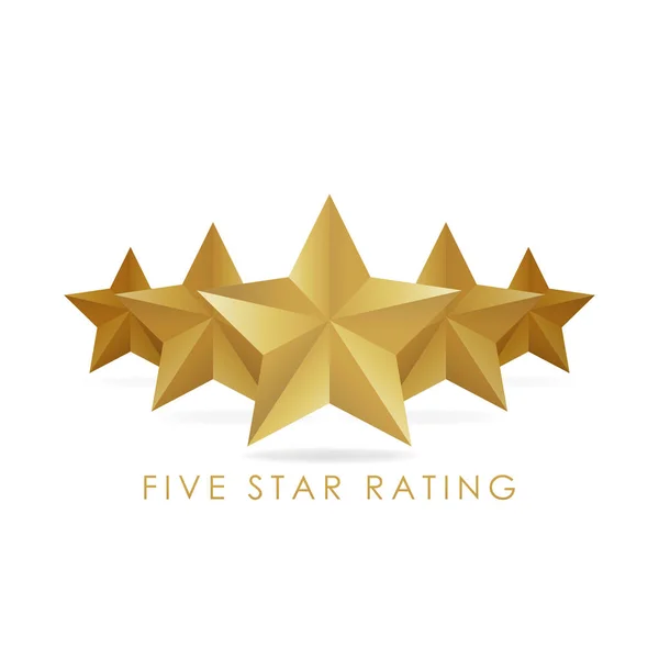 Cinque illustrazione vettoriale stellare di rating dorato su sfondo bianco — Vettoriale Stock