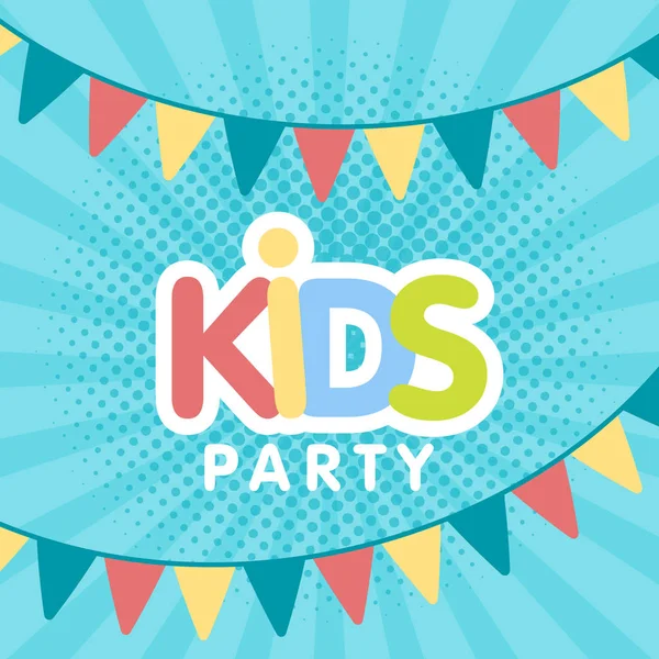 Dla dzieci Kids party pismo znak plakat wektor ilustracja — Wektor stockowy