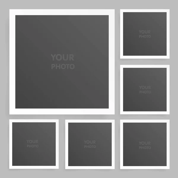 Quadratische Fotorahmen mit Schatten aufgesetzt. Vektorillustration — Stockvektor