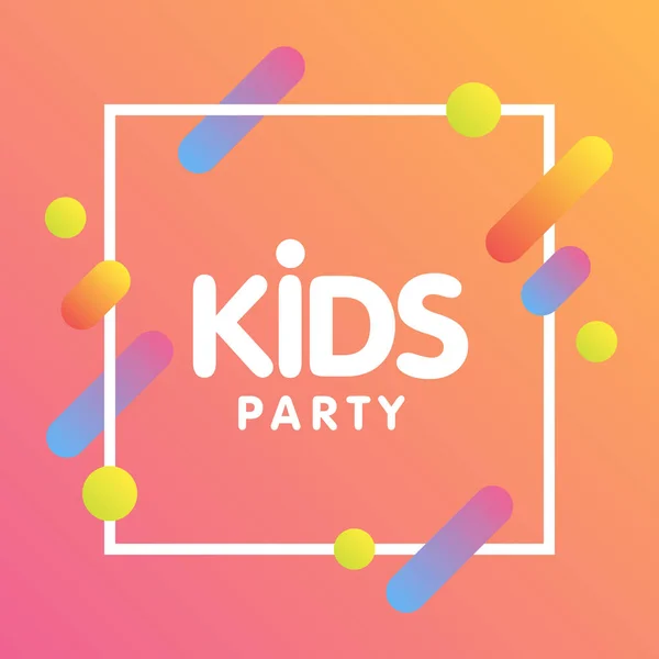 Dla dzieci Kids party pismo znak plakat wektor ilustracja — Wektor stockowy