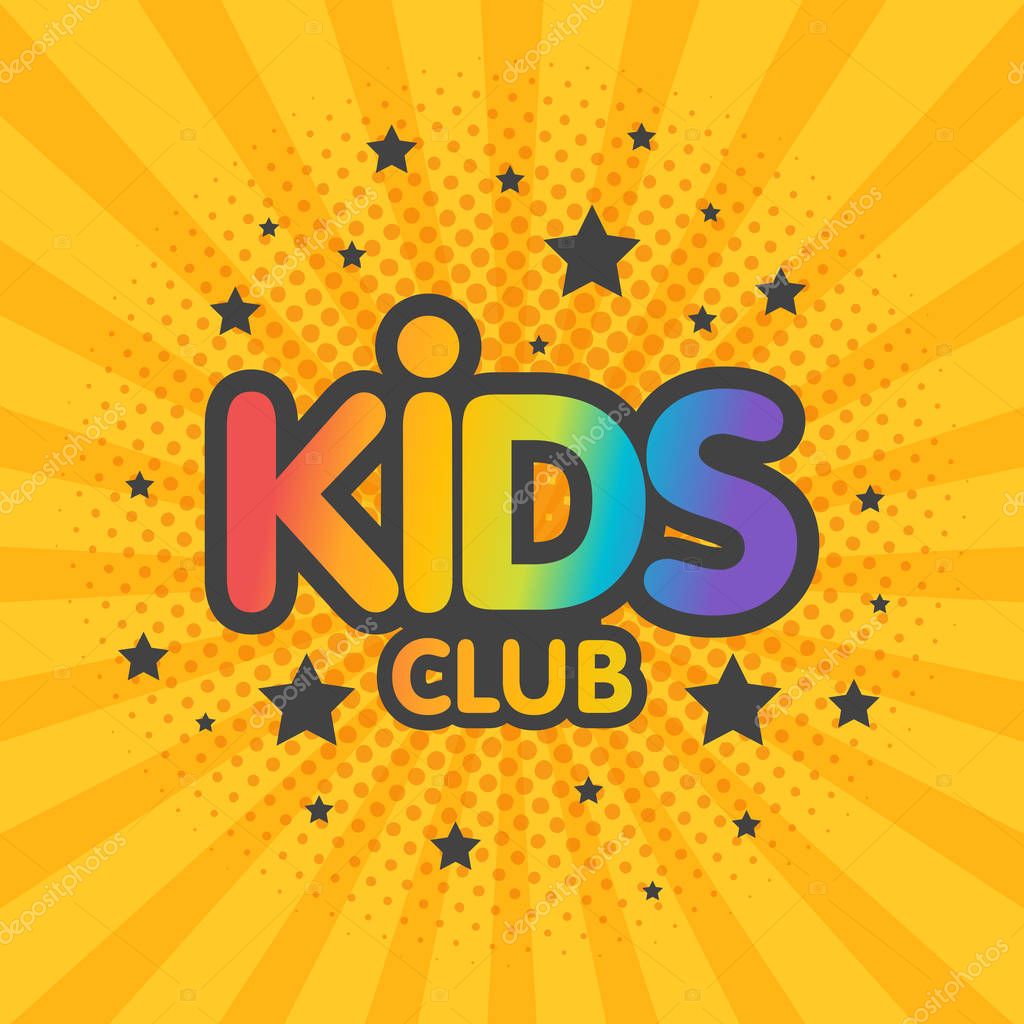 Kids club letter sign poster vector illustration.