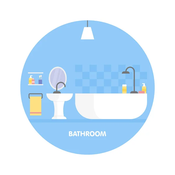 Modern bathroom interior design icon. Vector illustration — Stock Vector