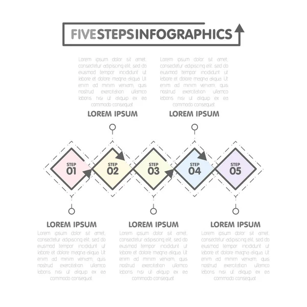 Business infographics sjabloon. Tijdlijn met 5 ruitvorm, stappen, nummer vijf opties. Vector — Stockvector