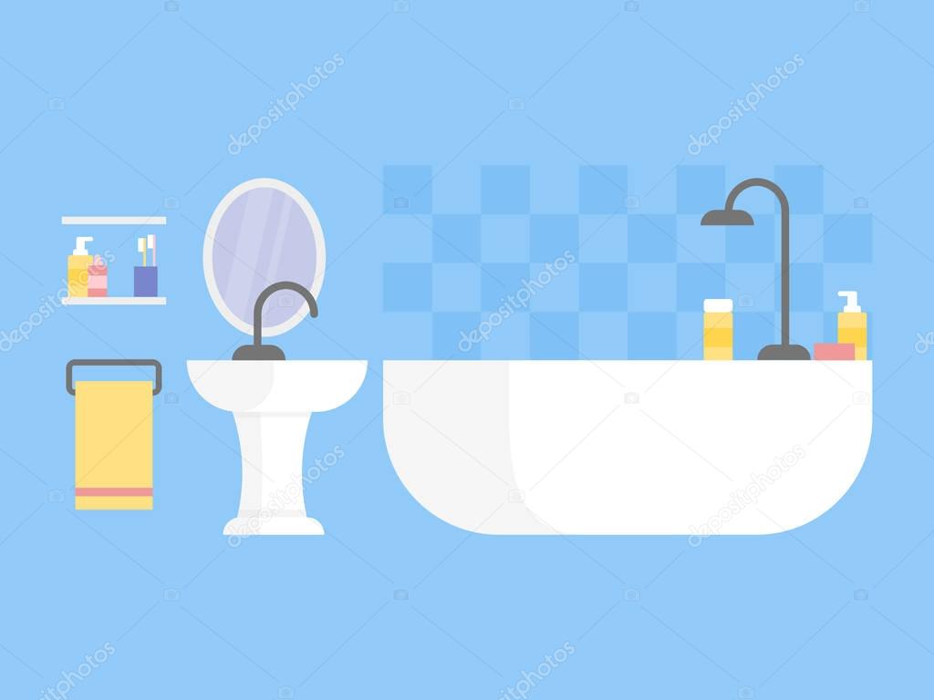 Modern bathroom interior design icon. Vector illustration
