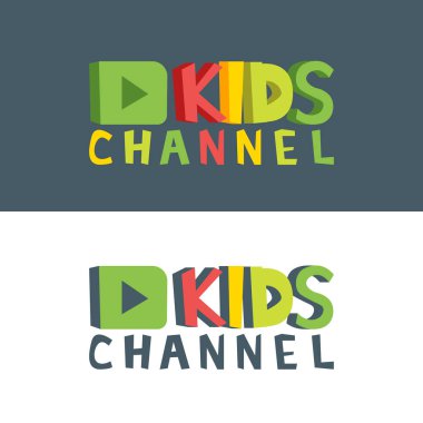 Çocuklar komik mektuplar kanal. Logo şablonu vektör çizim karikatür