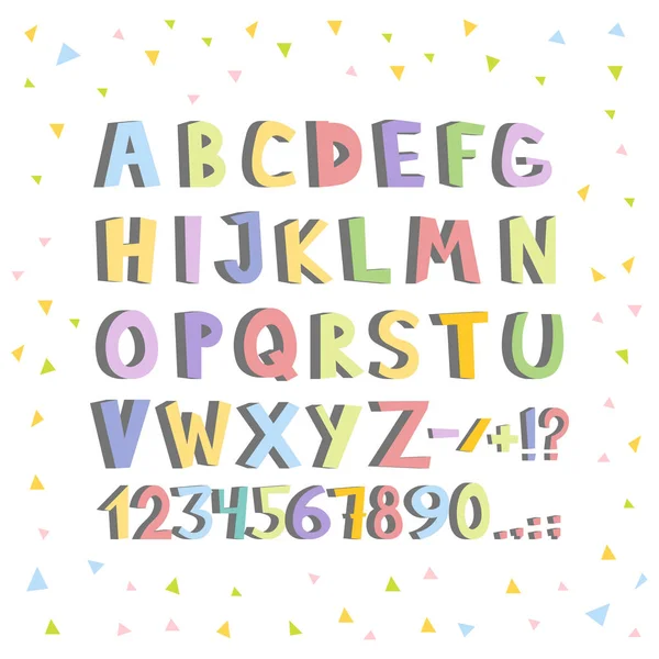 Grappige strips lettertype. Hand getekende lowcase kleurrijke cartoon Engelse Alfabetletters. Vectorillustratie — Stockvector