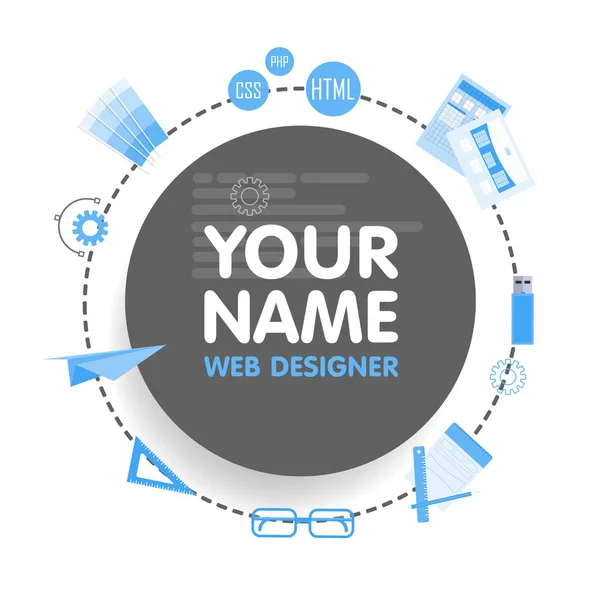 Rede social web designer avatar. Lugar para o seu nome. Modelo do portfólio, banners, anúncios, sites e outros projetos. Ilustração vetorial —  Vetores de Stock