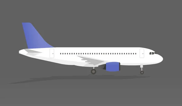 Avião com sombra em fundo cinzento ilustração vetorial — Vetor de Stock