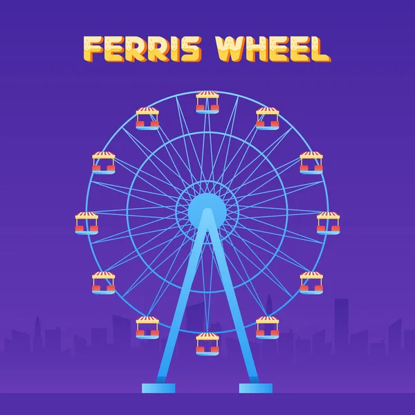 Ferris Wheel fun park i staden bakgrund vektorillustration — Stock vektor