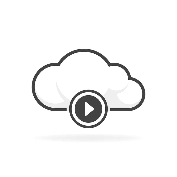 Nube reproducir audio y vídeo icono vector ilustración — Vector de stock