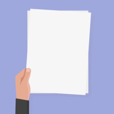 Elini tut boş a4 kağıt vektör çizim