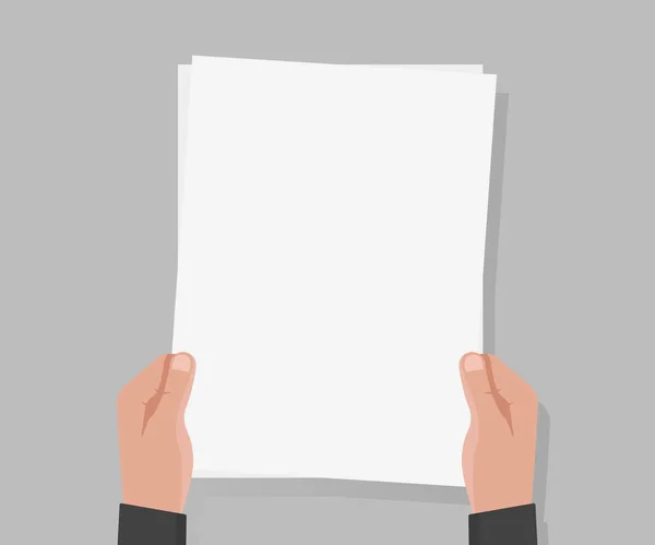 Χέρι κρατήστε άδειο Α4 χαρτί διανυσματικά εικονογράφηση — Διανυσματικό Αρχείο
