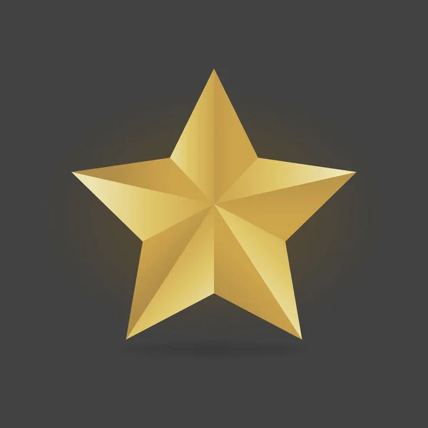 Χρυσό μεταλλικό αστέρι διανυσματικά εικονογράφηση. Βραβείο 3Δ σχήματος — Διανυσματικό Αρχείο