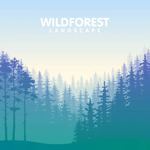 Mavi wildforest manzara — Stok Vektör