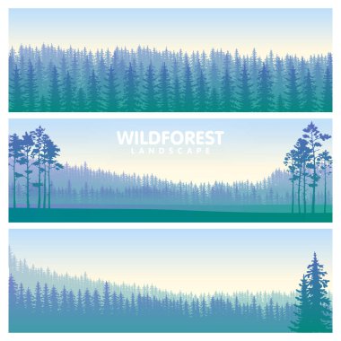 Mavi wildforest manzara seti