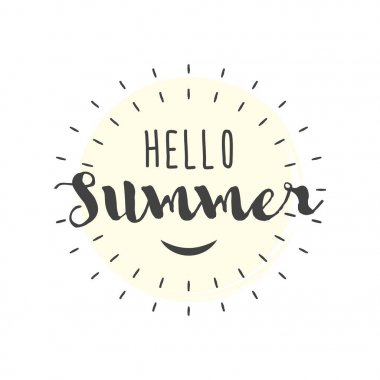 Merhaba yaz harflerle vektör çizim gülümse