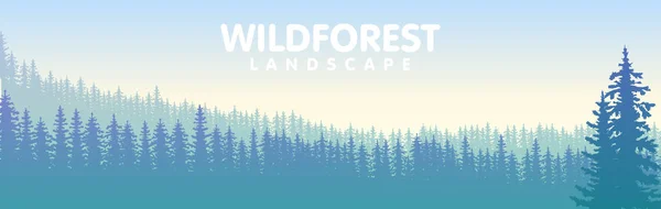 El paisaje azul del bosque salvaje — Vector de stock