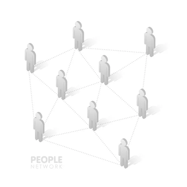 Ilustración del vector isométrico del concepto de red de personas sociales — Vector de stock