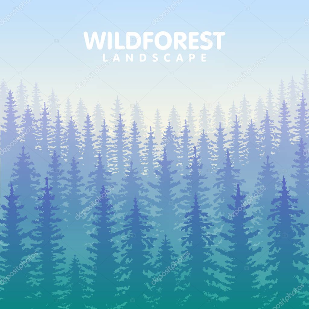 The blue wildforest landscape