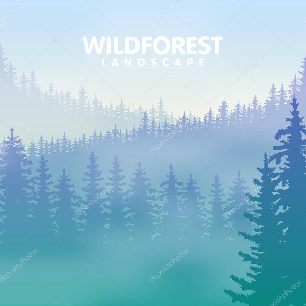 The blue wildforest landscape