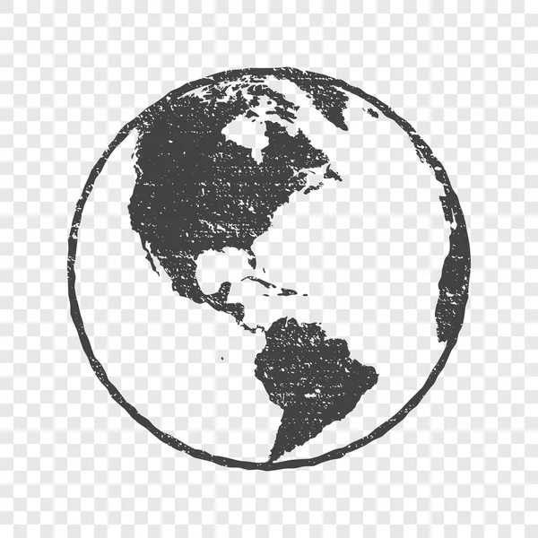 Grunge textura cinza mundo mapa transparente vetor ilustração — Vetor de Stock