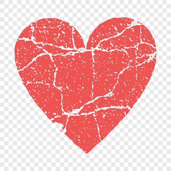 Гранжевая прозрачная векторная иллюстрация красного сердца — стоковый вектор