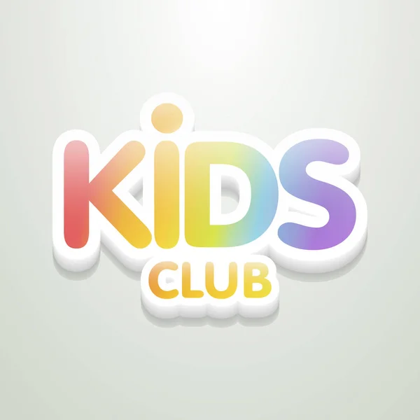 Kids Club fun 3d lettres arc-en-ciel en arrière-plan clair. Modèle d'illustration de logo vectoriel — Image vectorielle