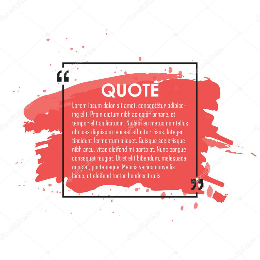 Quote text bubble. Commas, note, message and comment. Design element