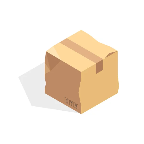 Isometrisches Pappsymbol. Zeichentrickverpackung Box Vektor Illustration — Stockvektor