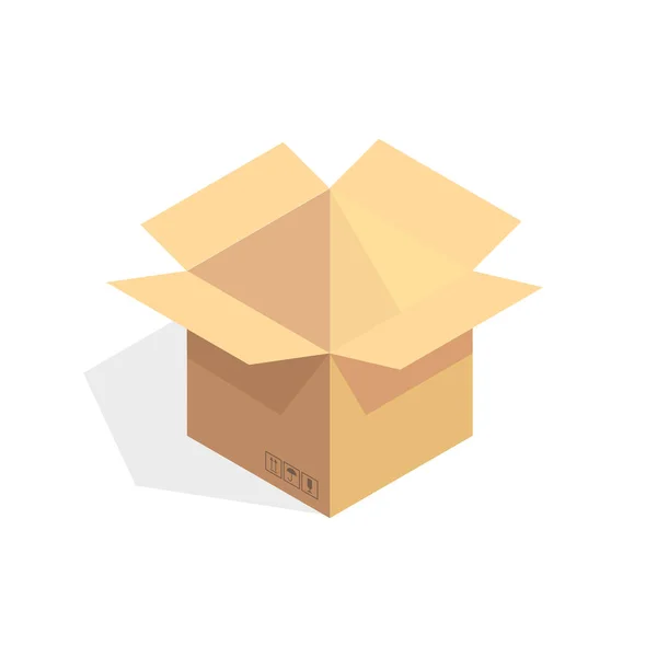 Isometrisches Pappsymbol. Zeichentrickverpackung Box Vektor Illustration — Stockvektor