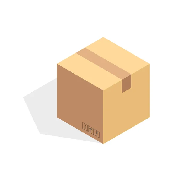 Isometric cardboard icon. Cartoon package box vector illustration — Stock Vector