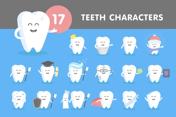 Conjunto de dientes sonrientes — Archivo Imágenes Vectoriales