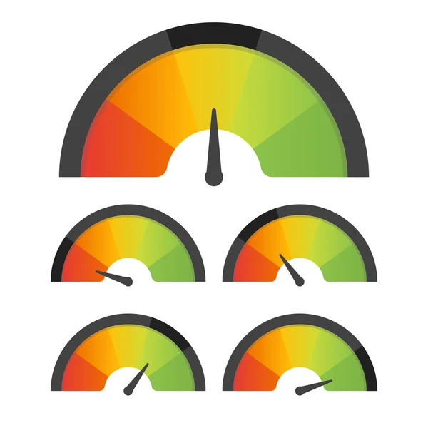 Customer satisfaction meter speedometer set. Vector illustration — Stock Vector