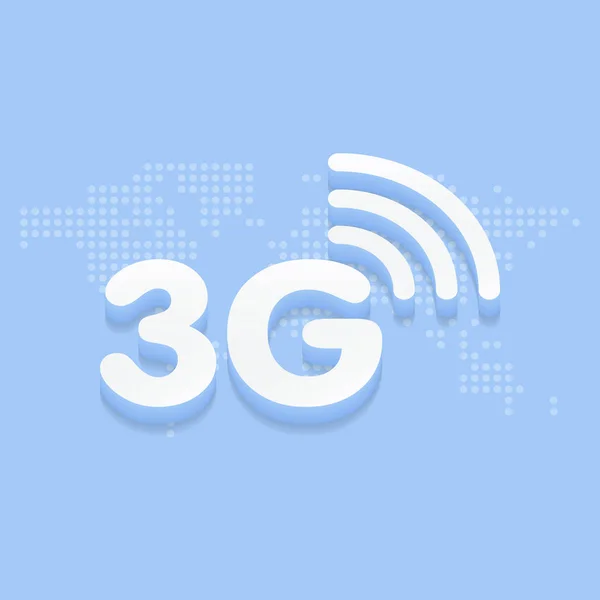 3G fast internet 3d sign in blue background and dotted world map vector illustration — Stock Vector