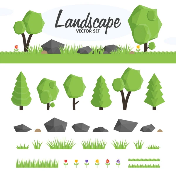 Green landscape vector set — Stock Vector