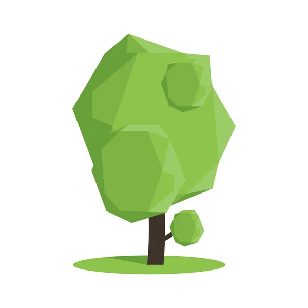 Stylized low poly polygon green tree vector illustration — Stock Vector