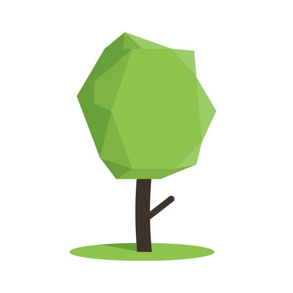 Ilustración de vector de árbol verde polígono bajo estilizado — Vector de stock