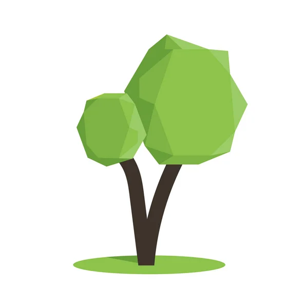 Stylized low poly polygon green tree vector illustration — Stock Vector