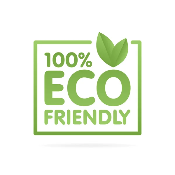 Eco przyjazny zielony liść naklejki etykiety. Ilustracja wektorowa — Wektor stockowy