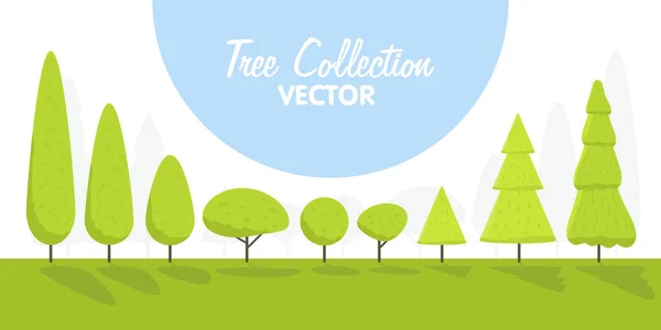 Reihe abstrakter, im Cartoon stilisierter Bäume. natürliche Illustration. Vektor — Stockvektor