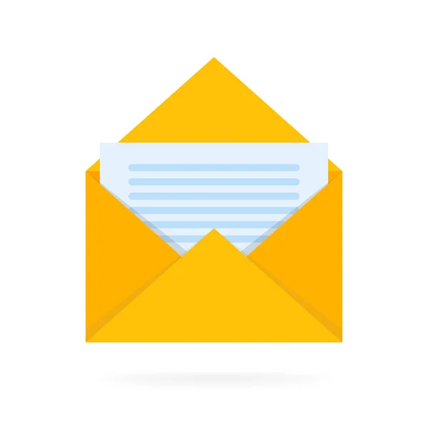 Ícone de envelope de correio com documentos. Email enviar conceito ilustração vetorial —  Vetores de Stock
