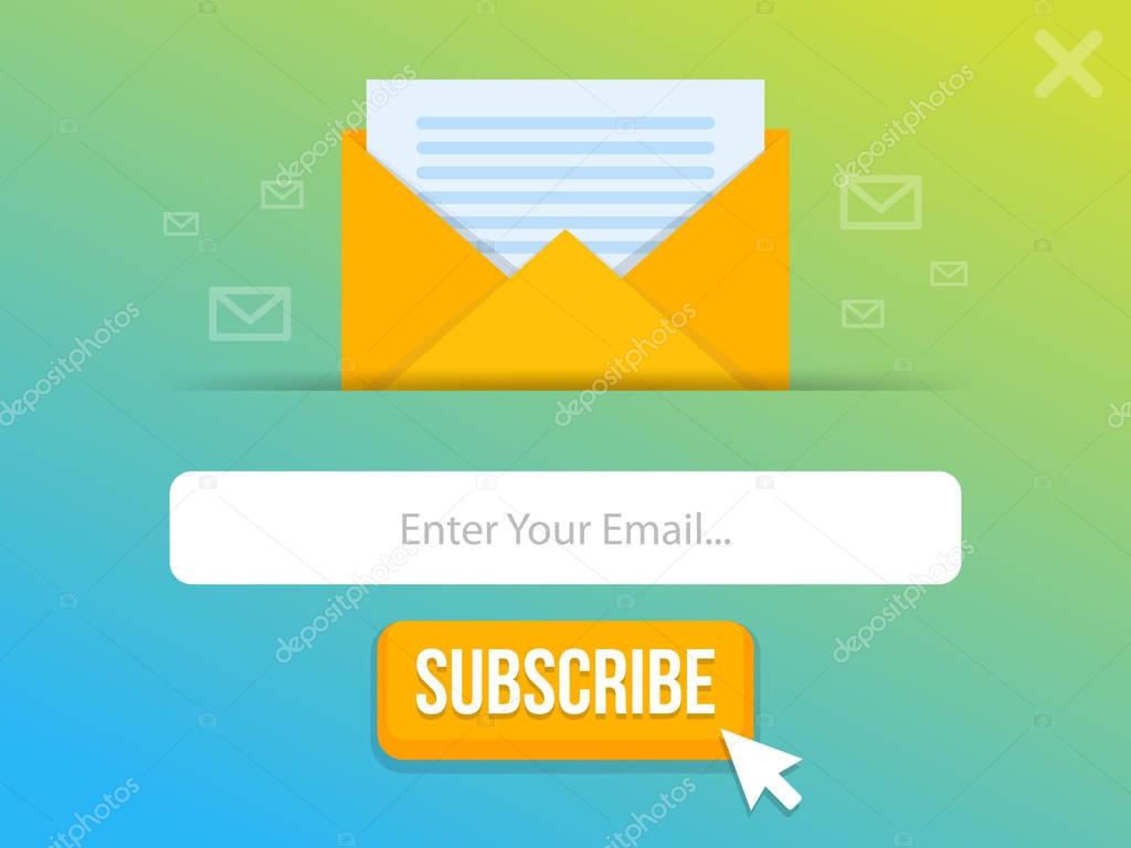 Modern pop-up subscribe form for your website and blog. Vector illustration template