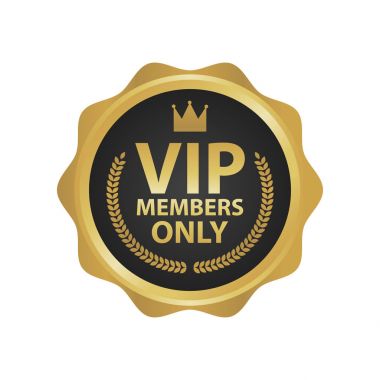 VIP üyeler sadece sigorta primi altın rozet. Altın etiket vektör çizim yuvarlak
