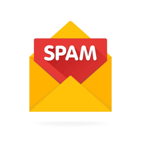 Sobre abierto con la ilustración del vector del concepto del virus del Spam — Vector de stock