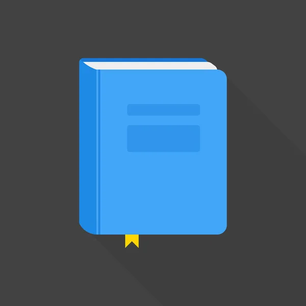 Ícone de livro azul estilo plano com sombra longa. Ilustração vetorial — Vetor de Stock